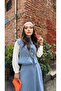 Denim Belt Detailed Vest Dress Suit Light Blue - 3