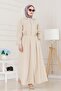 Pocket Detailed Zippered Dress Set-Beige - 4