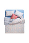 Lahor Blue - Fuchsia King Size Cotton Percale Duvet Cover Set - 2