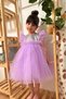 Lilac Sleeveless Sequined Tulle Skirted Girl's Dress - 3