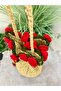 Hand Knitted Paper String Bouquet Bag Flower Bag Straw (Red) - 3