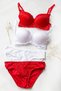 Night Women's Red and White Padded Underwire Bra Panties 2-Pack