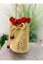 Hand Knitted Paper String Bouquet Bag Flower Bag Straw (Red) - 7