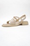 Cesar Beige Genuine Leather Women's Sandals - 4