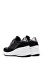 Black Leather Sneaker - Lace-up and Zipper Detail, Wedge Heel 24WFD 370814 - 5