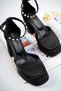Black Satin Ankle Stone Detailed Closed Toe Platform Heeled Evening Dress Shoes - 4