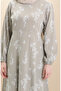 Patterned Dress with Elastic Sleeves 2047-04 Green - 5