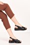 Genuine Leather Short Heeled Laser Cut Sandals Elnr.365 - 4