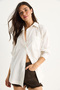 Women's Ecru Double Pocket Self-Gilding Long Sleeve Shirt 8434 60283367 - 2