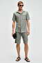 Malyes Men's Elastic Waistband Corded Side Double Back Single Pocket Relaxed Fit Khaki Shorts & Bermuda - 4