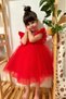 Red Sleeveless Sequined Tulle Skirted Girl's Dress - 5