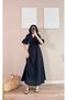 Women's Black Tie-Up Muslin Midi Dress