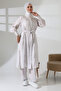 Women's Hidden Zipper Side Slit Gipeli Hajj Umrah Outfit Hijab Double Suit Ecru - 3