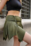 Women's Cross Cut Skirt with Internal Tights Front Back Waist with Drawstring - 8