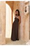 Burnika Bead Detail Brown Linen Dress - 6