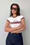 White Printed Ribbed Women's T-Shirt Mg2449 - 8