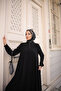 Pleated Medina Silk Black Ferace with Robe - 8