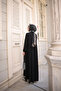 Pleated Medina Silk Black Ferace with Robe - 5