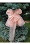 Baby Girl Kids Birthday Party Feast Wedding Special Day Short Sleeve Lined Bow Detailed Evening Dress - 5