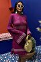Plum/Ecru Low Back Tie-Up Spanish Sleeve Knit Dress 2860 - 2