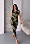 Digital Print Tulle Dress - Green/Black - 2
