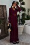 Burgundy Low-Cut Lace-Like Knit Dress 2835 - 7