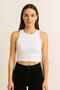 Women's Ribbed Crop Top (White Short Sleeveless Crop 95% Cotton 5% Elastane Slim Fit)