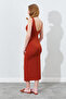 Front Slit Back V Detailed Strap Dress - Tile |   28-1690 - 5