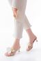 S-622 Beige Orchid Detailed Thin Heeled Women's Slippers - 3