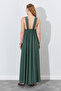 Halter Maxi Dress with Gather Detail - Khaki |   Mks284907-01 - 5