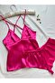 Satin Backless Strappy Hipster Shorts Nightgown Pajama Set (Dowry Custom) - 2