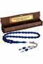 Men's Gift Letter Tasseled 7X11Mm Dark Blue Powder Amber Prayer Beads - 3