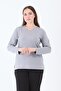 Women's Middle Age and Above V-Neck Lycra Gray Viscose Mother Combed Cotton Blouse