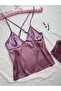 Satin Backless Strappy Hipster Shorts Nightgown Pajama Set (Dowry Custom) - 6