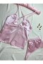 Satin Backless Strappy Hipster Shorts Nightgown Pajama Set (Dowry Custom) - 4