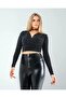 Zipper Detail Leather Leggings - 3