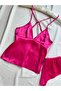 Satin Backless Strappy Hipster Shorts Nightgown Pajama Set (Dowry Custom) - 6