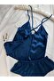 Satin Backless Strappy Hipster Shorts Nightgown Pajama Set (Dowry Custom) - 7