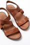 205-04 Tan Single Strap Elastic Genuine Leather Orthopedic Sole Women's Sandals - 5