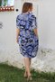 Camouflage Blue Shirt Collar Buttoned 3/4 Sleeve Casual Viscose Woven Dress with Hidden Pocket 105 62 - 8