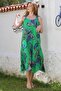 Green Collarless Strap Paisley Pattern Casual Viscose Woven Dress with Hidden Pocket 125 58 - 2