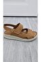 Genuine Leather Daily Women's Comfortable Poly Sole Tobacco Color New Hook Sandals Model - 2