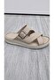 Genuine Leather Daily Women's Comfortable Poly Sole Beige New Collection Slippers - 2