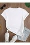 Women's White Luck Feather Printed Oversize T-Shirt - 2
