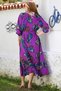 Purple Judge Collar Balloon Sleeve Shawl Decorated Button Skirt with Ruffled Belt Casual Woven Dress 145 65 - 6