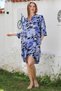 Camouflage Blue Shirt Collar Buttoned 3/4 Sleeve Casual Viscose Woven Dress with Hidden Pocket 105 62 - 4