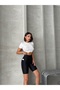 Women's High Waist Gathering Pocket Shorts Sports Leggings - 6