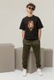 Lion Color Printed Men's Cycling Collar Cotton Oversize Short Sleeve T-Shirt - 2