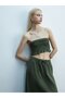 Bluză verde de bază Crop Strap - 2