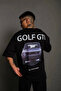 Oversize Golf Gti Retro Car Pattern, Front and Back Print, Mint Green -